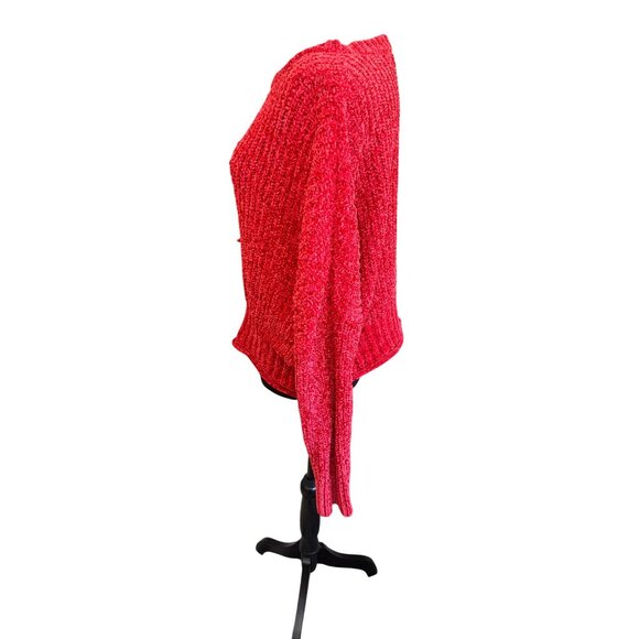 Altard State Red Chenille Open Knit Sweater L Loose Fit Beach Resort Coastal - Picture 4 of 7